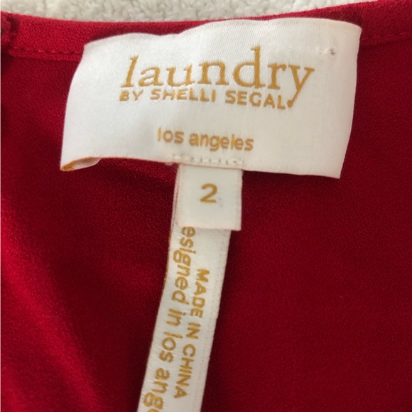 Laundry by Shelli Segal Asymmetric Ruffle Keyhole Mini Dress Red SZ 2 - Picture 10 of 14